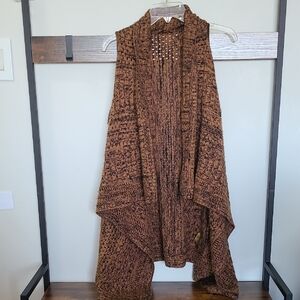 Dex Brown Sleeveless Knit Cardigan Vest